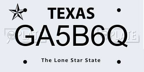 GA5B6Q Texas License Plate