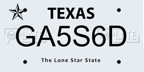 GA5S6D Texas License Plate
