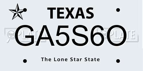 GA5S6O Texas License Plate