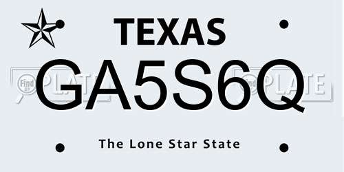 GA5S6Q Texas License Plate