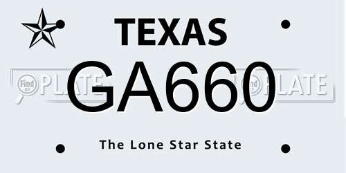 GA660 Texas License Plate