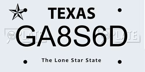 GA8S6D Texas License Plate