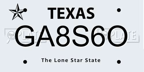GA8S6O Texas License Plate