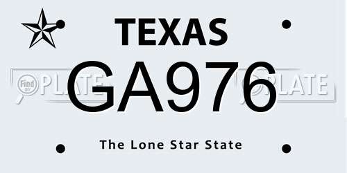 GA976 Texas License Plate