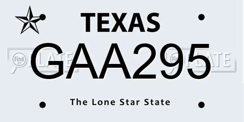GAA295 Texas License Plate