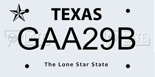 GAA29B Texas License Plate