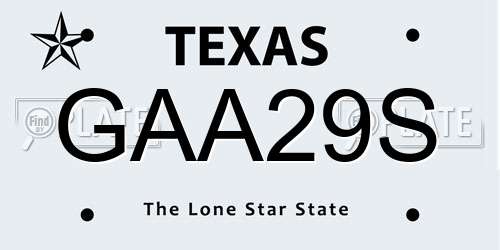 GAA29S Texas License Plate