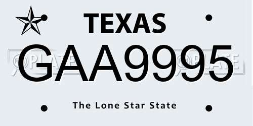 GAA9995 Texas License Plate