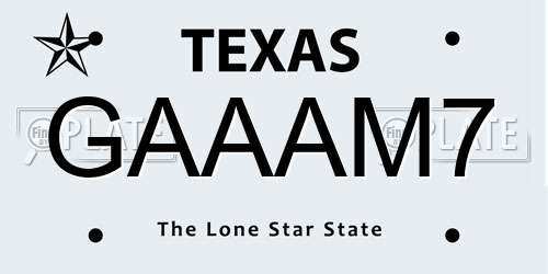 GAAAM7 Texas License Plate