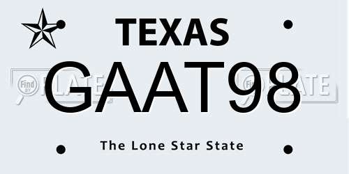 GAAT98 Texas License Plate