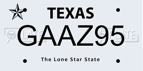 GAAZ95 Texas License Plate
