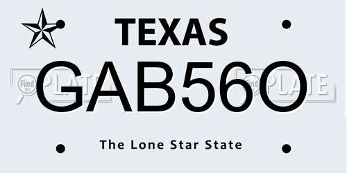 GAB56O Texas License Plate