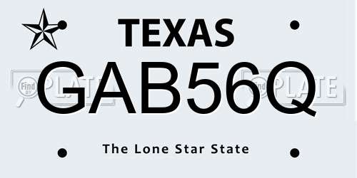 GAB56Q Texas License Plate