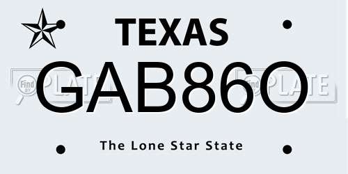 GAB86O Texas License Plate