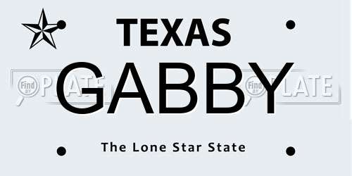 GABBY Texas License Plate