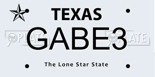 GABE3 Texas License Plate