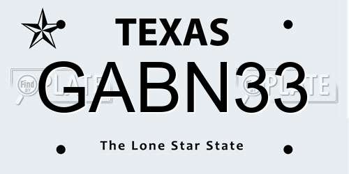 GABN33 Texas License Plate