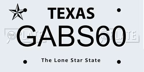GABS60 Texas License Plate