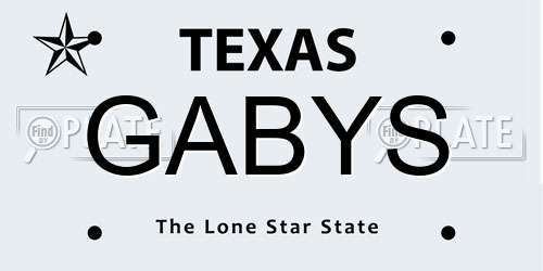 GABYS Texas License Plate