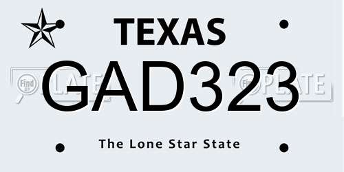 GAD323 Texas License Plate
