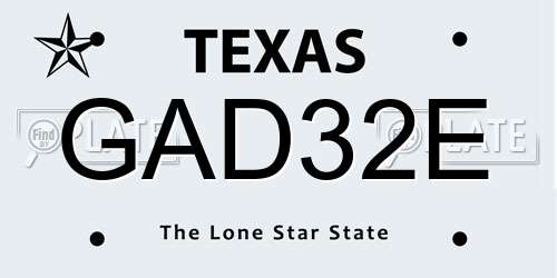 GAD32E Texas License Plate