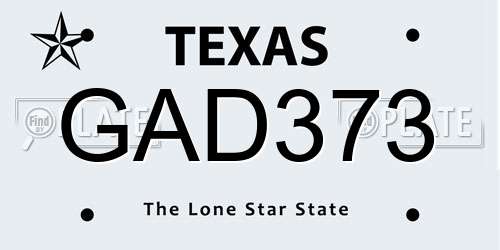 GAD373 Texas License Plate