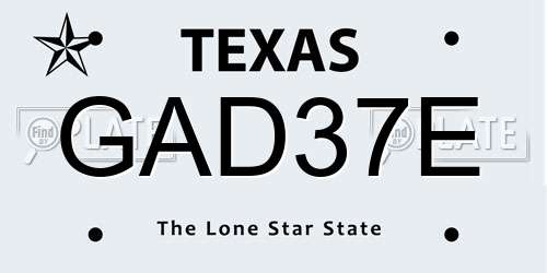 GAD37E Texas License Plate