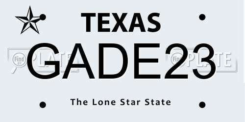 GADE23 Texas License Plate