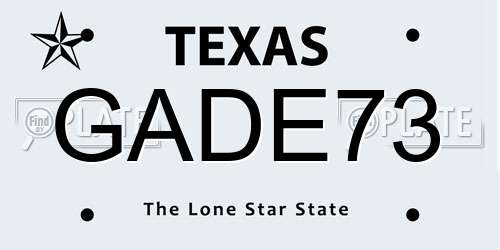 GADE73 Texas License Plate