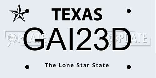 GAI23D Texas License Plate