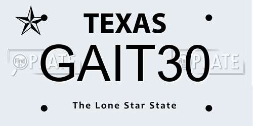 GAIT30 Texas License Plate