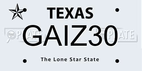 GAIZ30 Texas License Plate