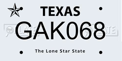 GAK068 Texas License Plate