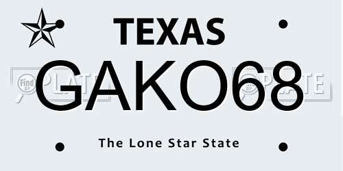 GAKO68 Texas License Plate