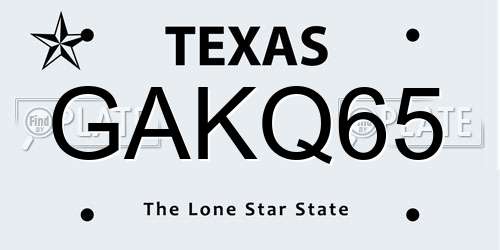 GAKQ65 Texas License Plate