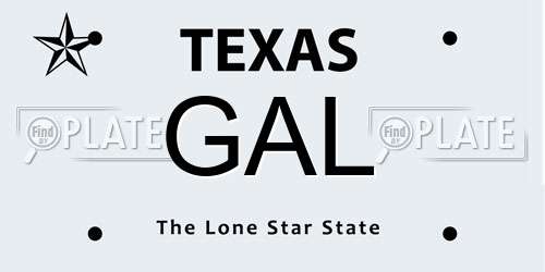 GAL Texas License Plate