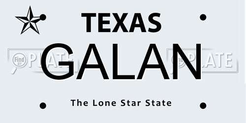 GALAN Texas License Plate