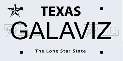 GALAVIZ Texas License Plate