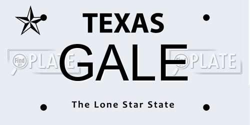 GALE Texas License Plate