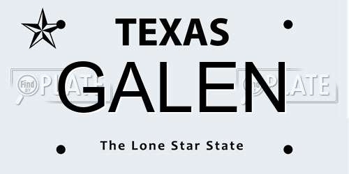 GALEN Texas License Plate