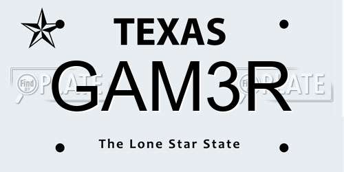GAM3R Texas License Plate