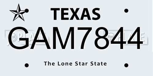 GAM7844 Texas License Plate