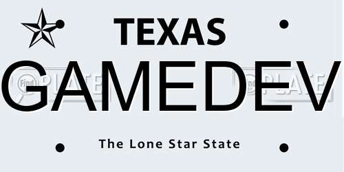 GAMEDEV Texas License Plate