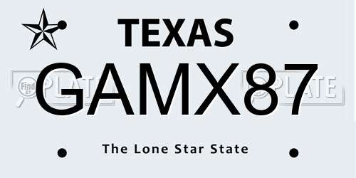 GAMX87 Texas License Plate