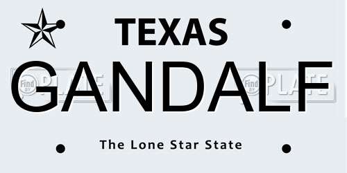 GANDALF Texas License Plate
