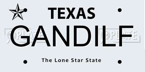 GANDILF Texas License Plate