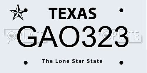 GAO323 Texas License Plate