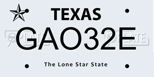 GAO32E Texas License Plate