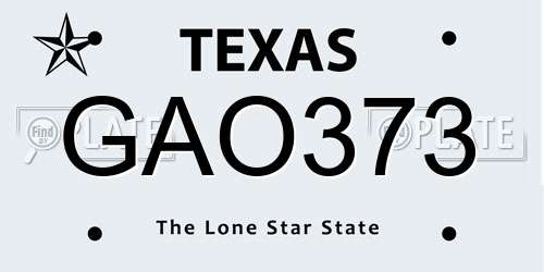 GAO373 Texas License Plate