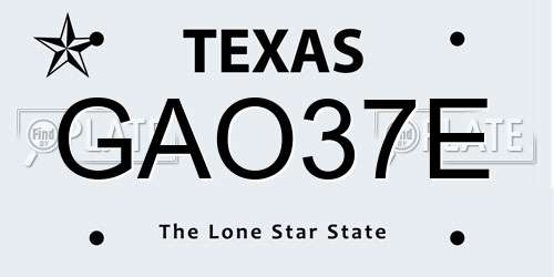 GAO37E Texas License Plate